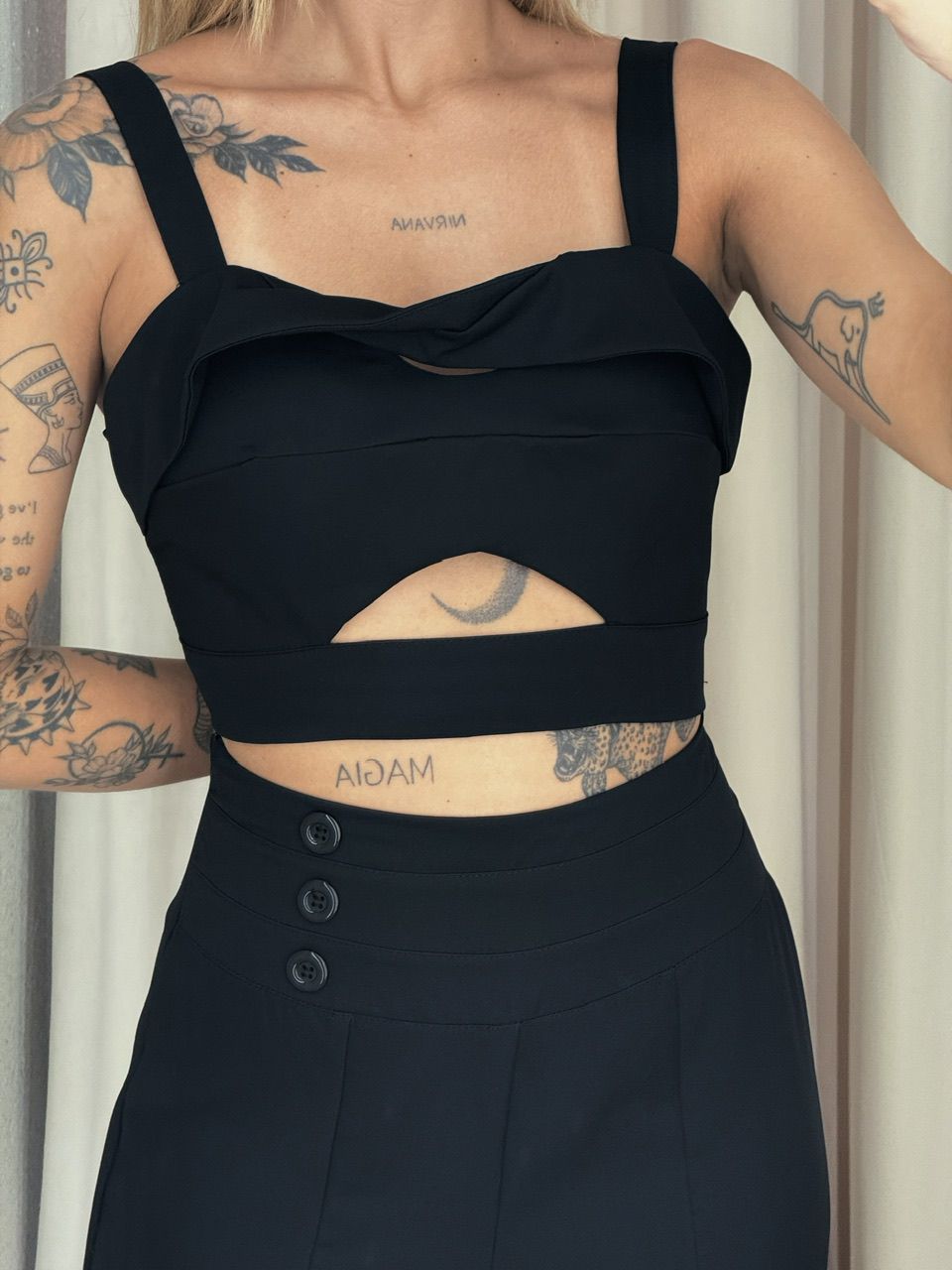 CONJUNTO ELIS CALÇA CROPPED PRETO