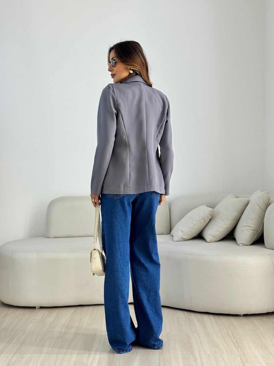 BLAZER AMANDA BOTÕES CINZA