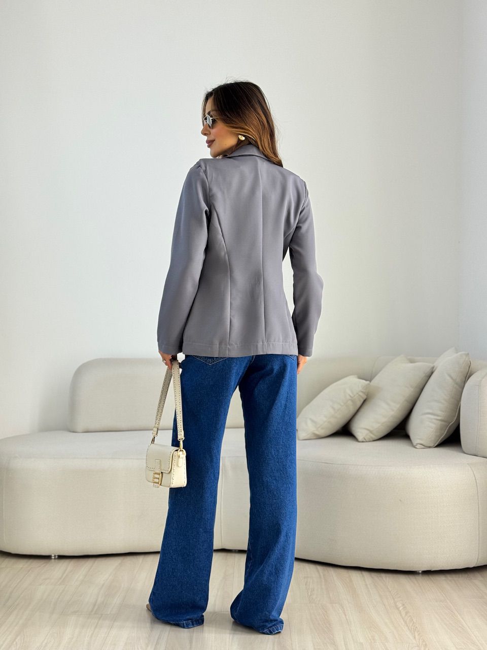 BLAZER AMANDA BOTÕES CINZA