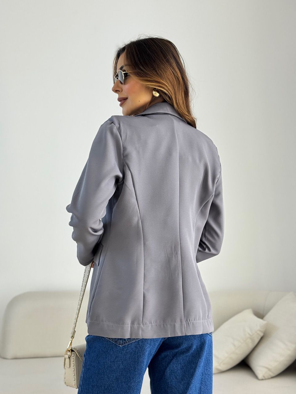 BLAZER AMANDA BOTÕES CINZA