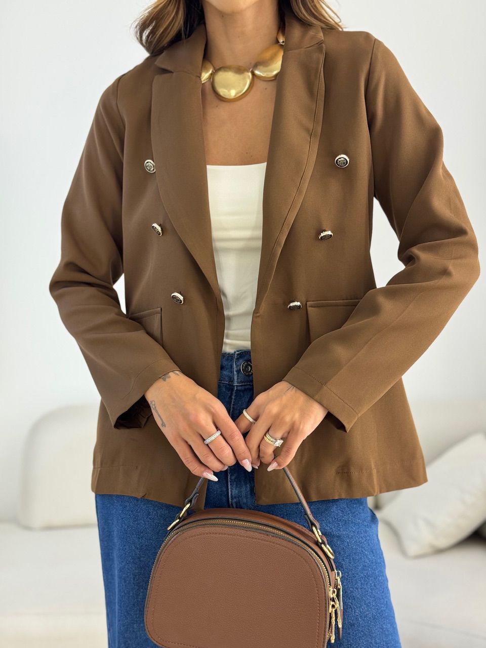 BLAZER AMANDA BOTÕES MARROM