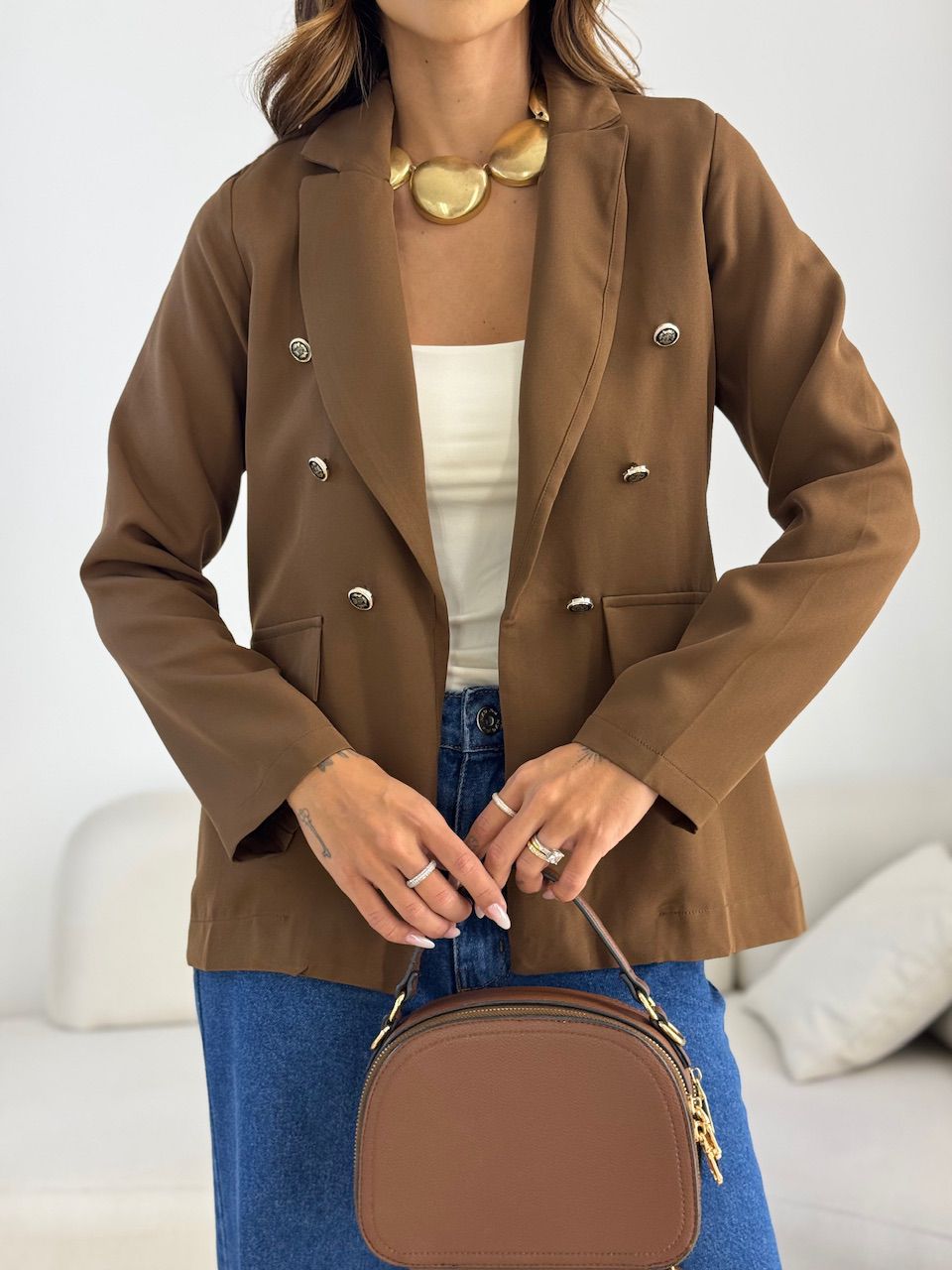BLAZER AMANDA BOTÕES MARROM