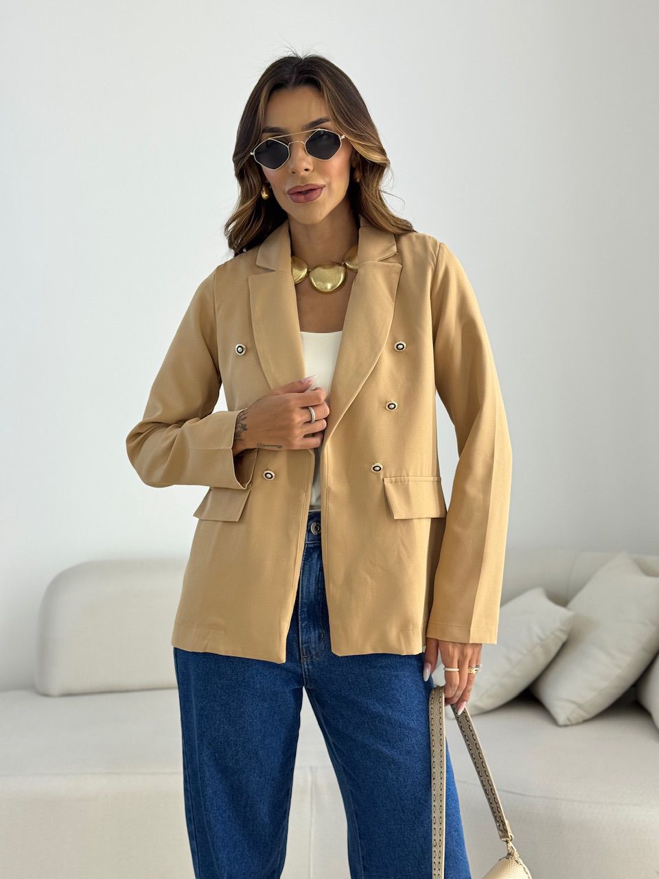 BLAZER AMANDA BOTÕES NUDE