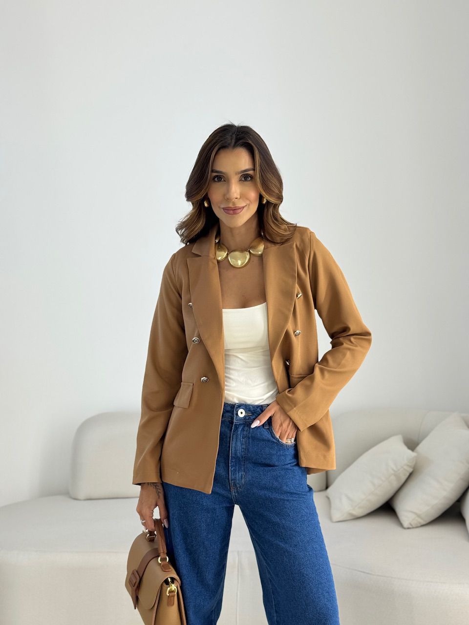BLAZER AMANDA BOTÕES CARAMELO