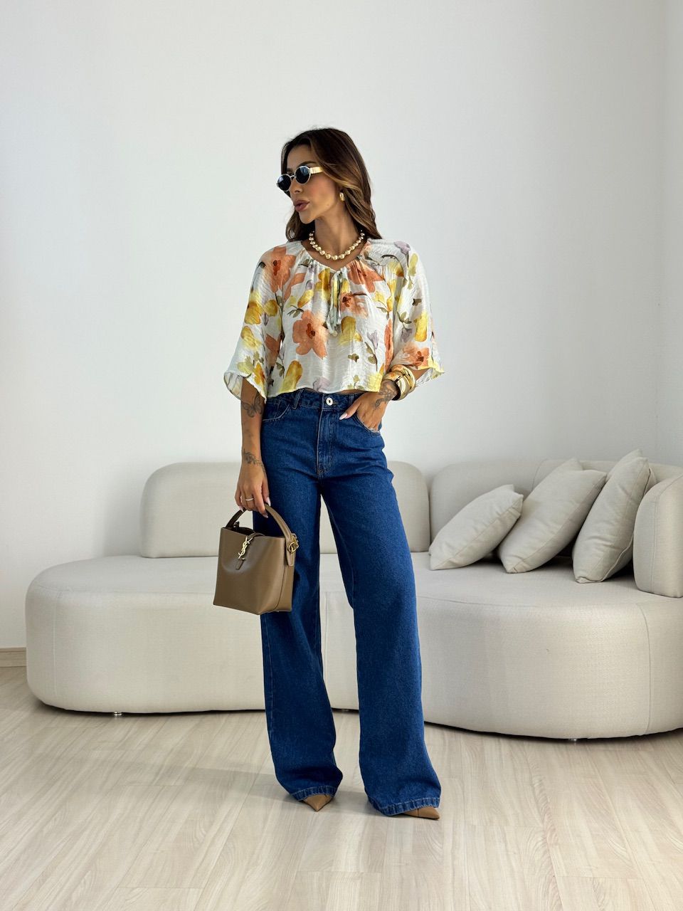 BLUSA ISABELA FLORES AMARELA