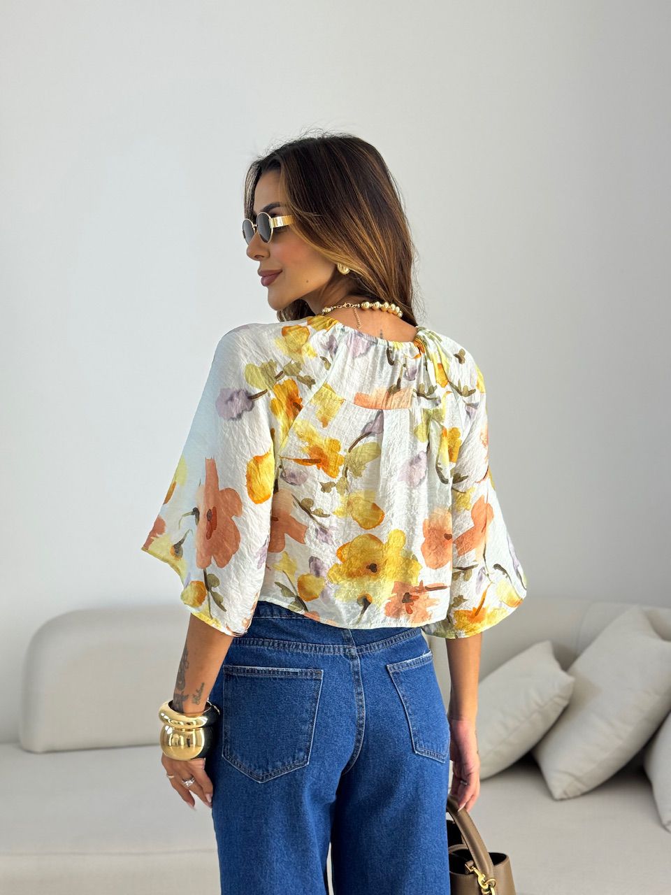 BLUSA ISABELA FLORES AMARELA