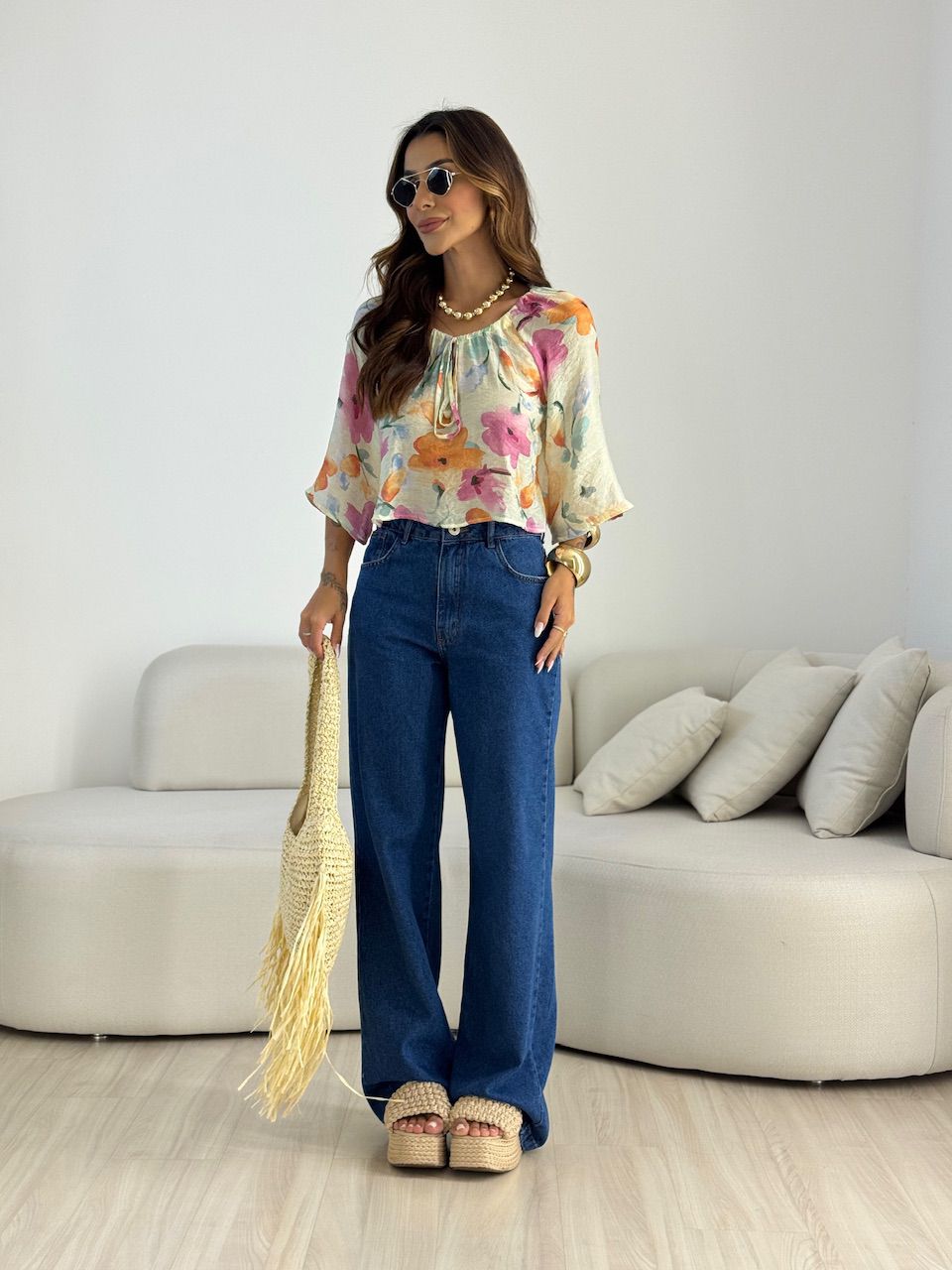 BLUSA ISABELA FLORES ROSA