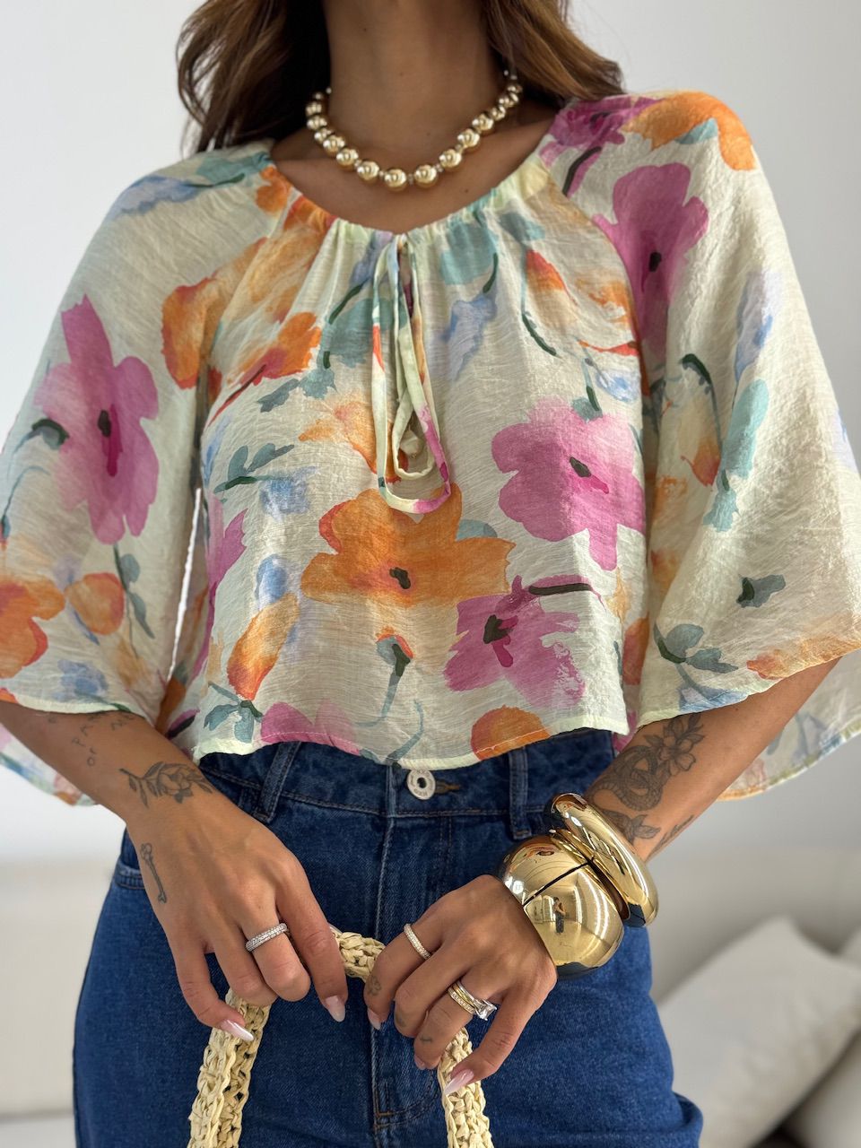BLUSA ISABELA FLORES ROSA