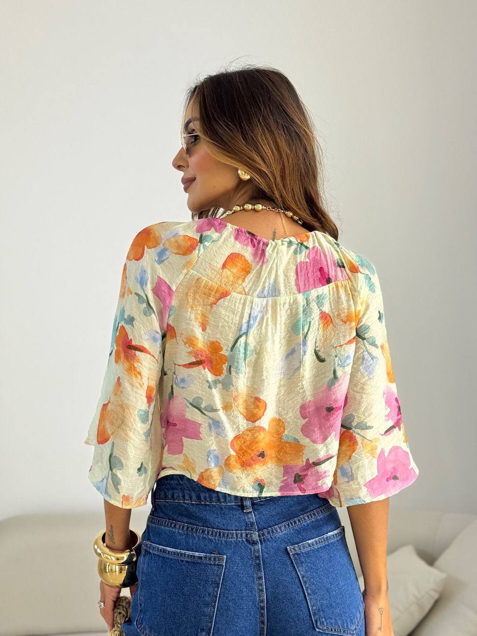 BLUSA ISABELA FLORES ROSA