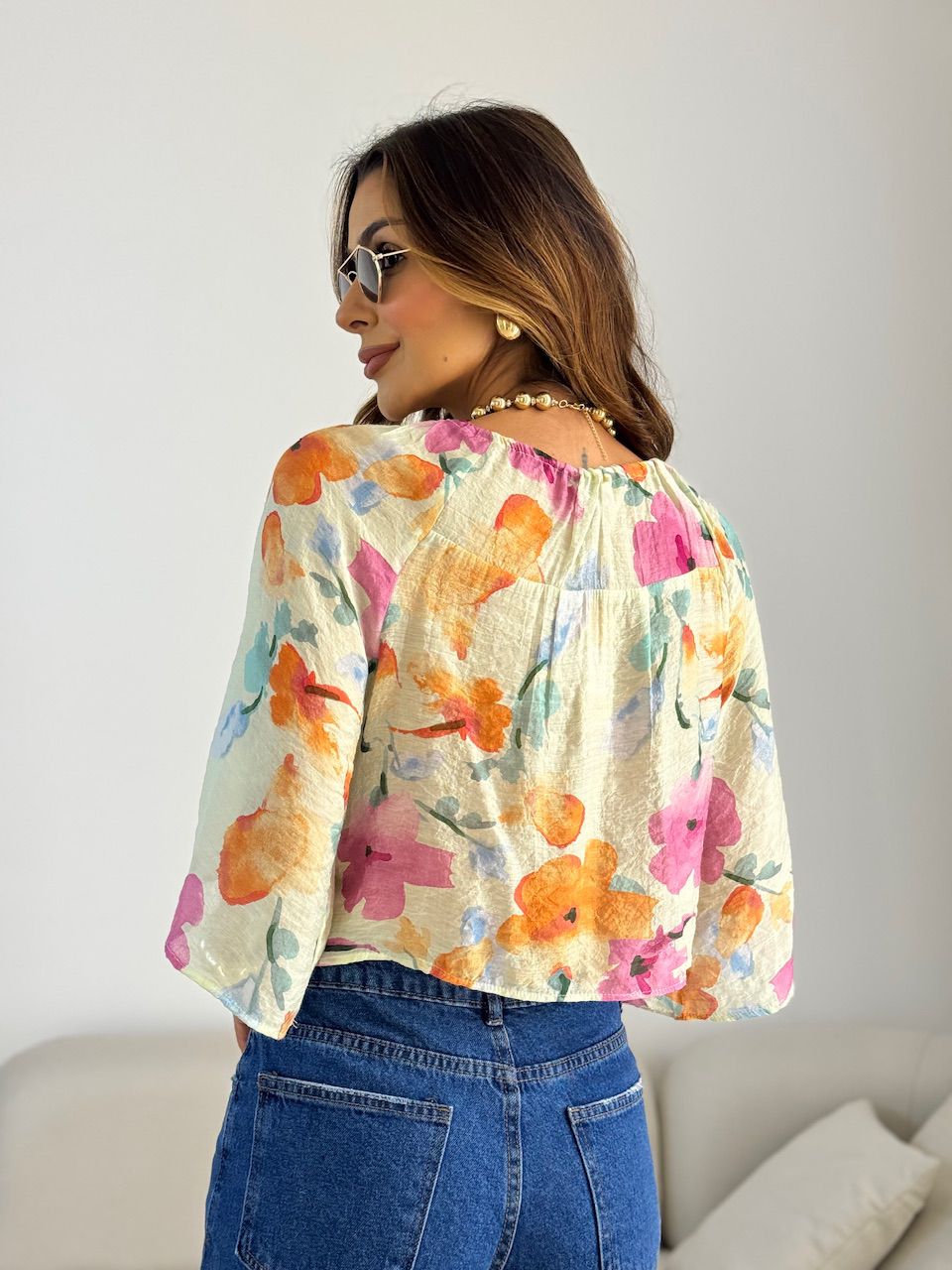 BLUSA ISABELA FLORES ROSA