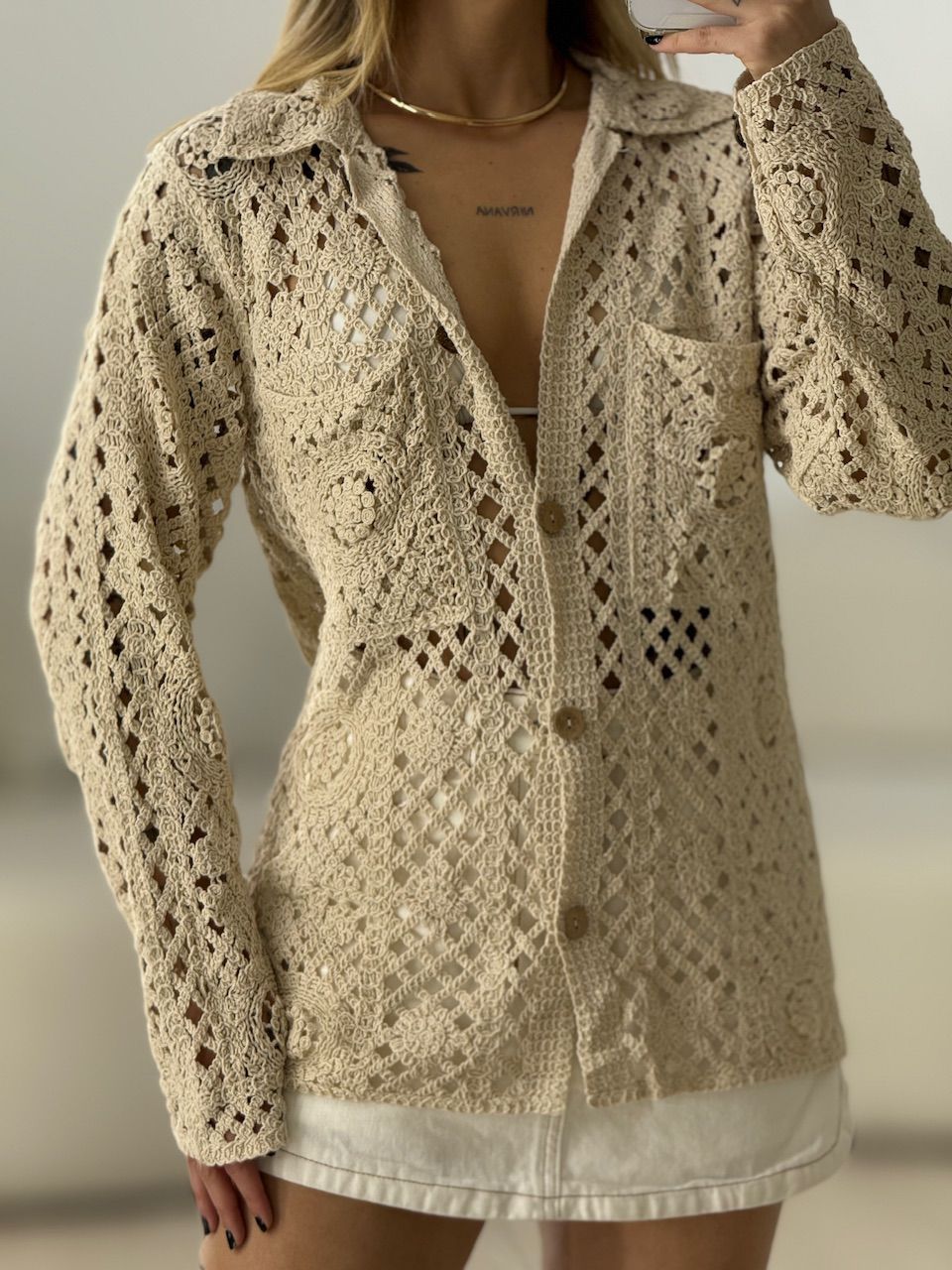 CAMISA JULIETTE CROCHÊ CRU