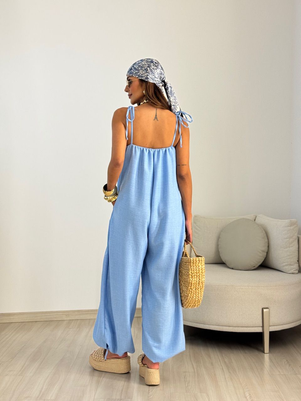 MACACÃO SARA ALCINHA AZUL