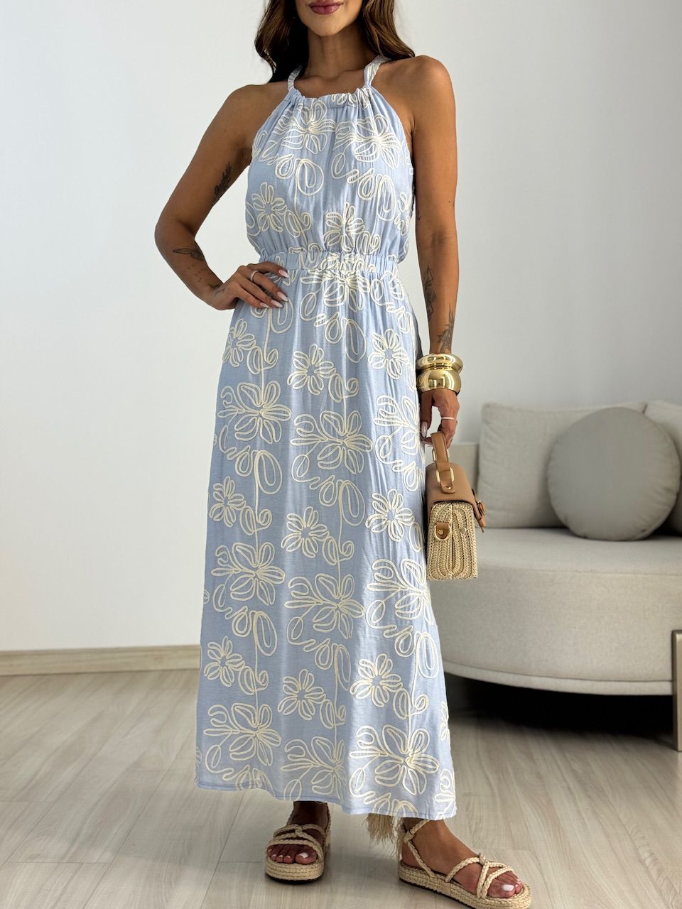 VESTIDO LILIAN BORDADO AZUL