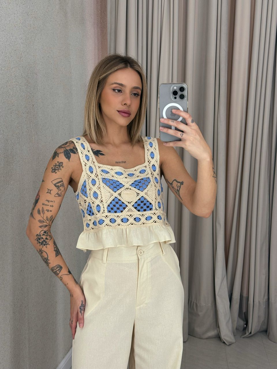 CONJUNTO PAOLA CALÇA CRU
