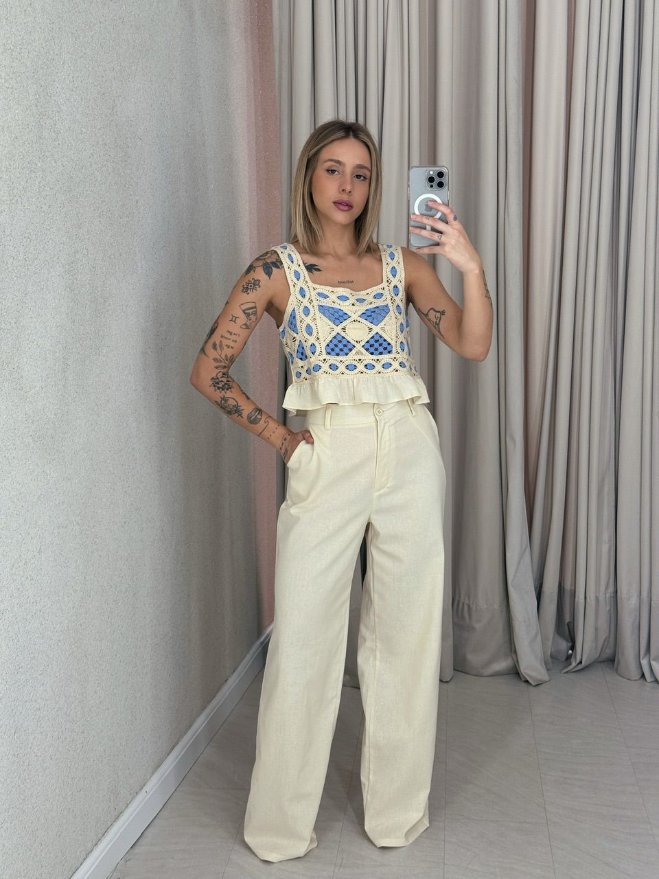 CONJUNTO PAOLA CALÇA CRU - 0057710132 - CAROLLA FERRARO