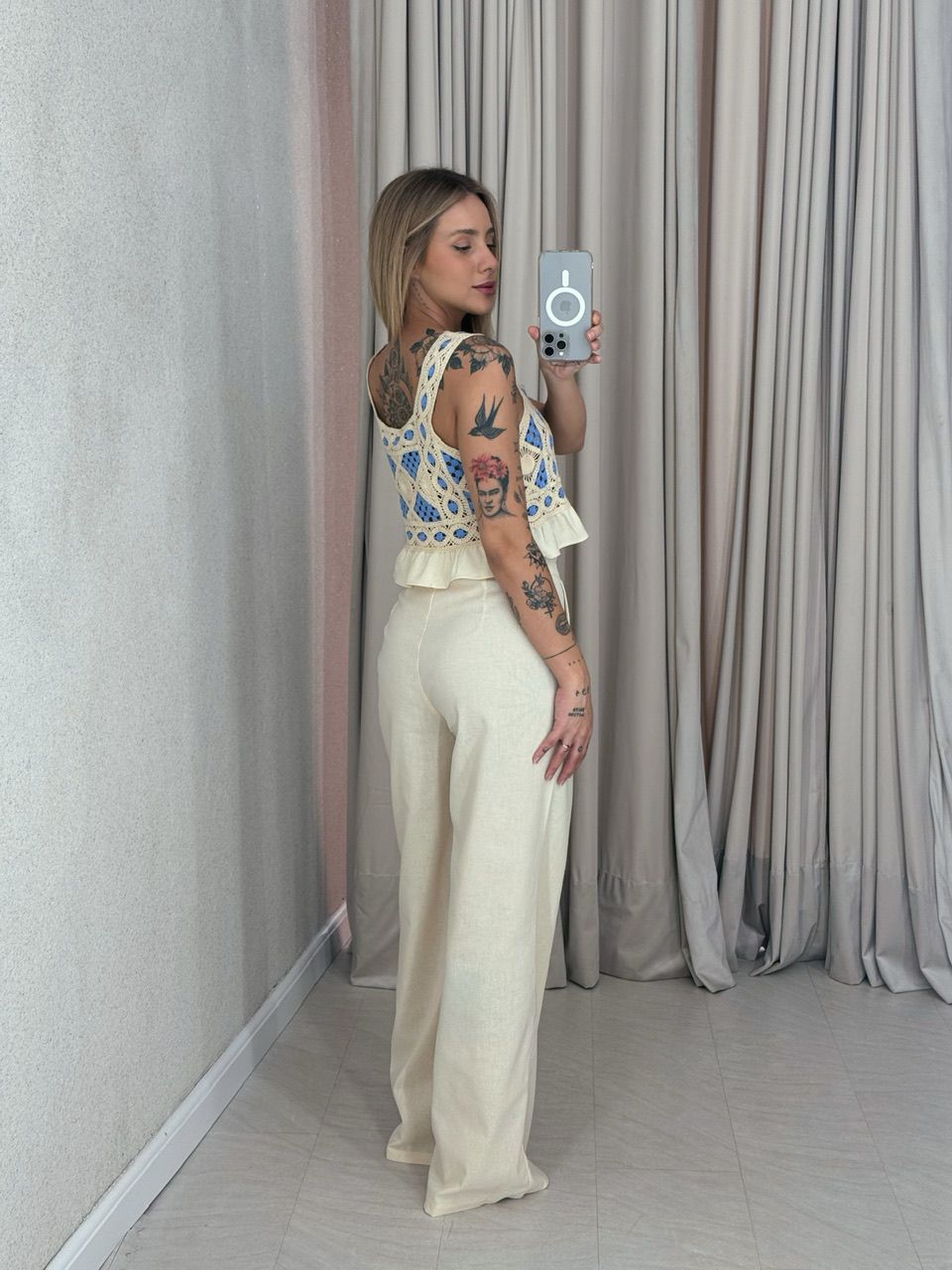 CONJUNTO PAOLA CALÇA CRU