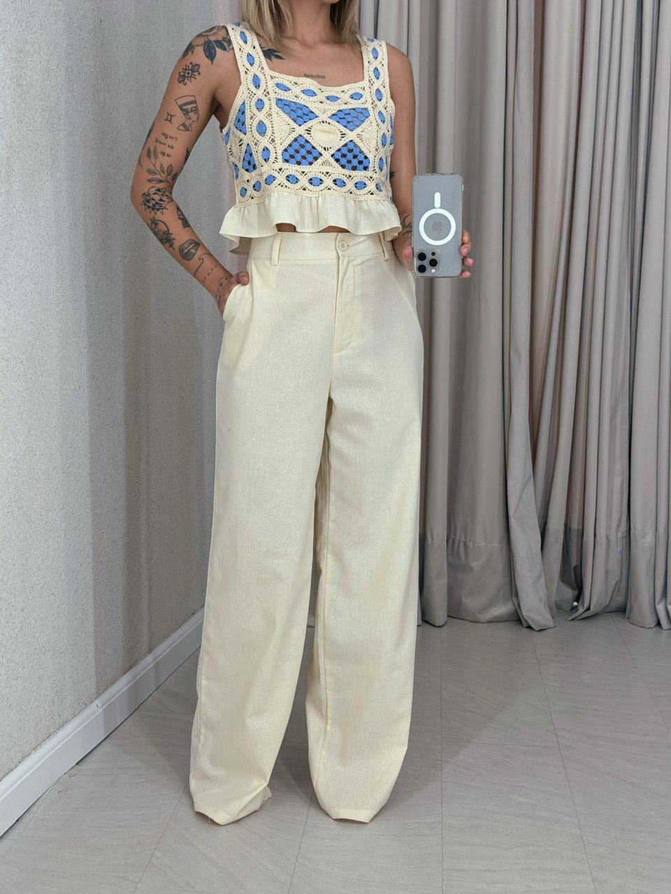 CONJUNTO PAOLA CALÇA CRU