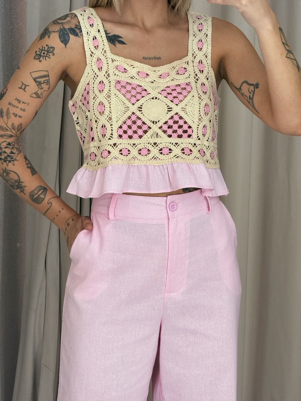 CONJUNTO PAOLA CALÇA ROSA
