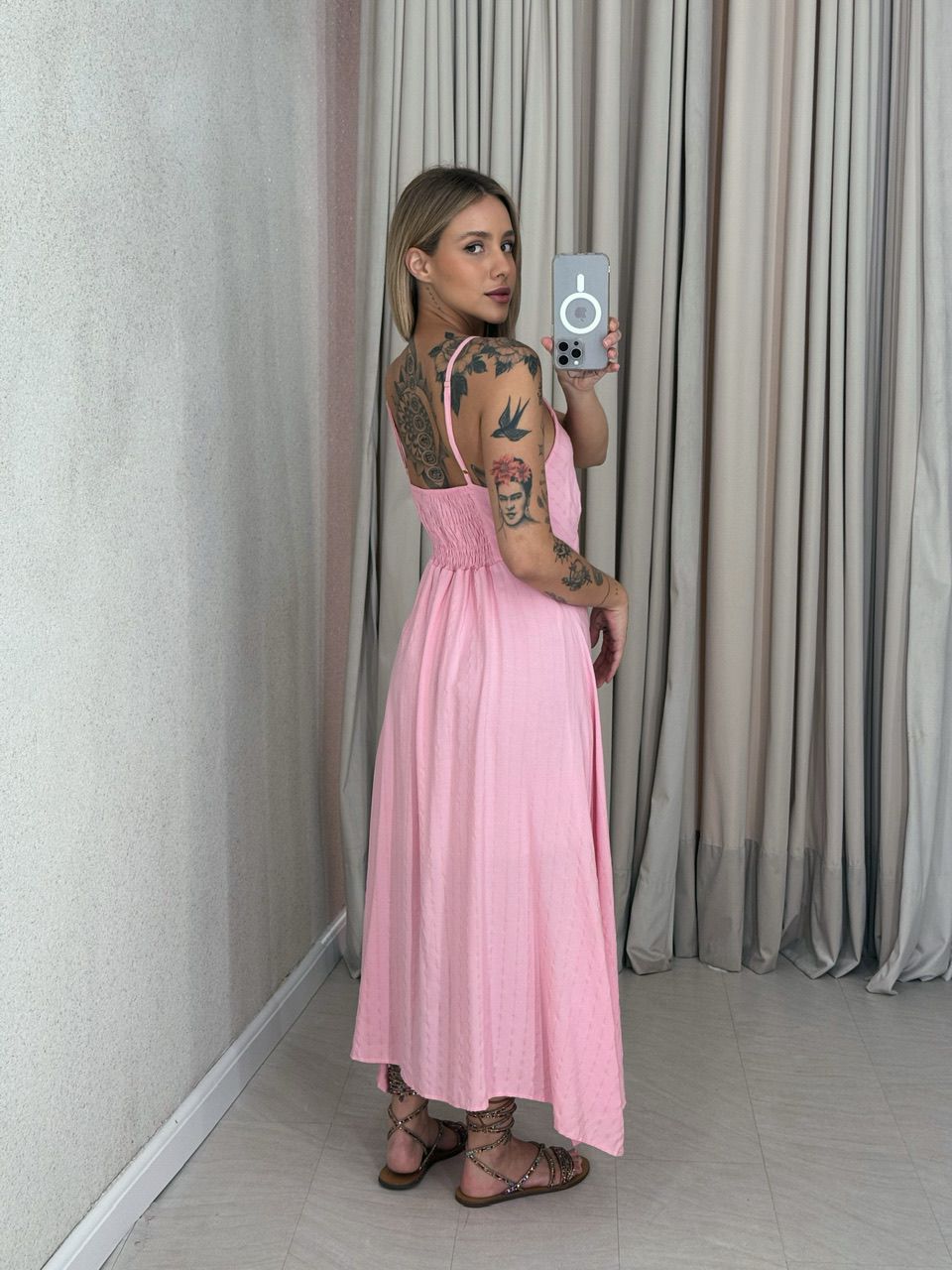 VESTIDO ANTONIETA ALÇA BABY PINK