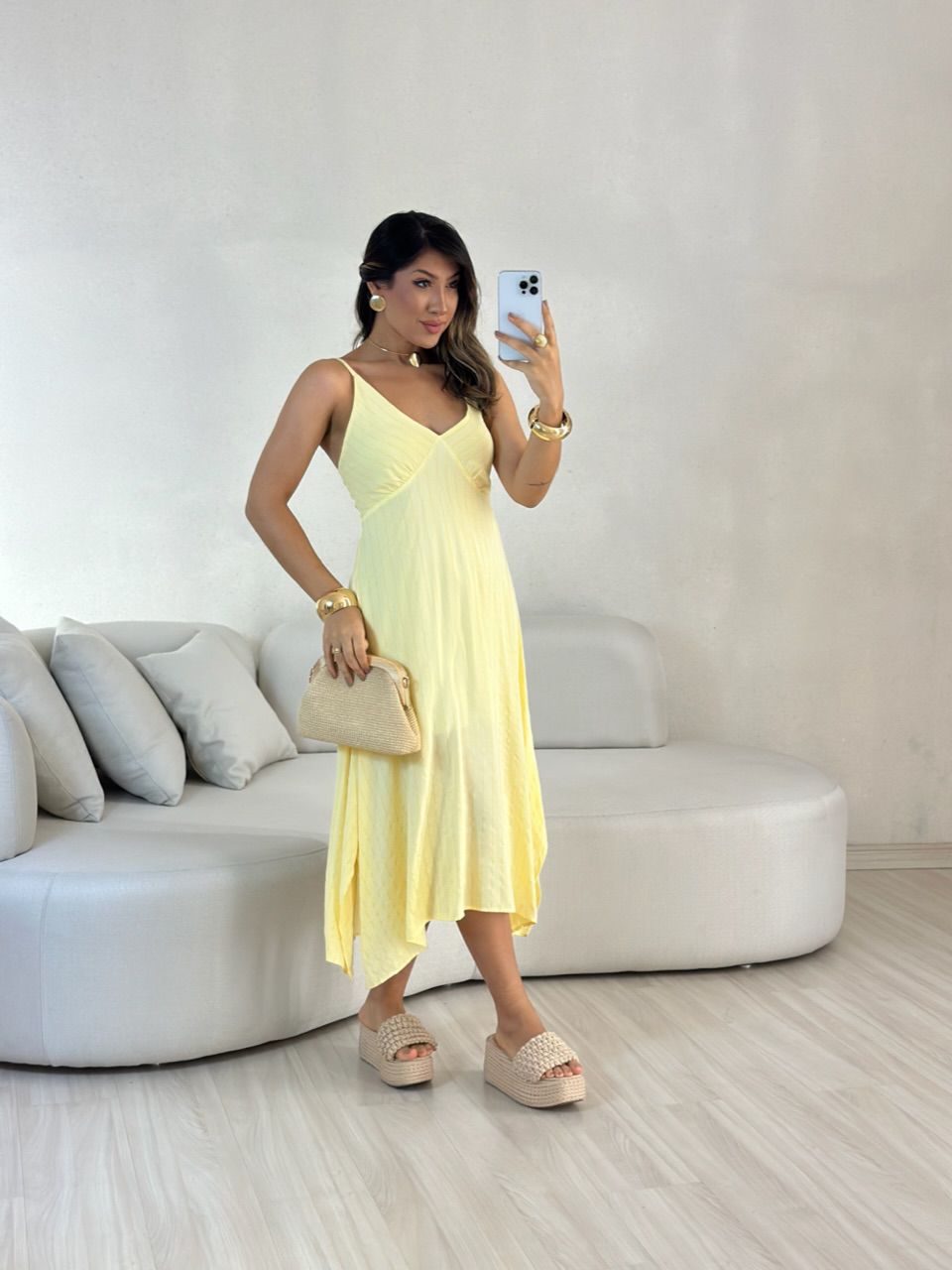 VESTIDO ANTONIETA ALÇA YELLOW BUTTER - 0057730374 - CAROLLA FERRARO