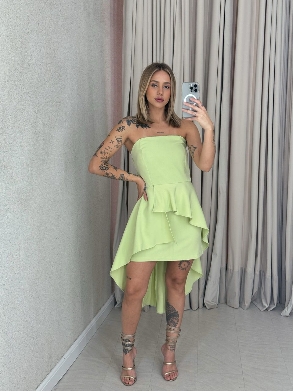 VESTIDO ELENY TOMARA QUE CAIA BABY GREEN