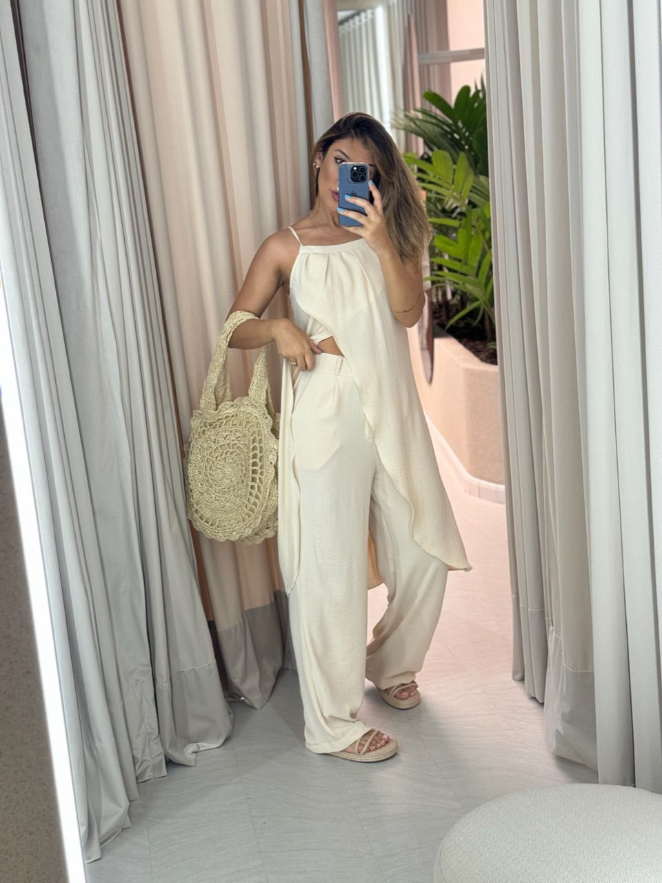 CONJUNTO TÚNICA COM CALÇA AREIA - 0047940110 - CAROLLA FERRARO