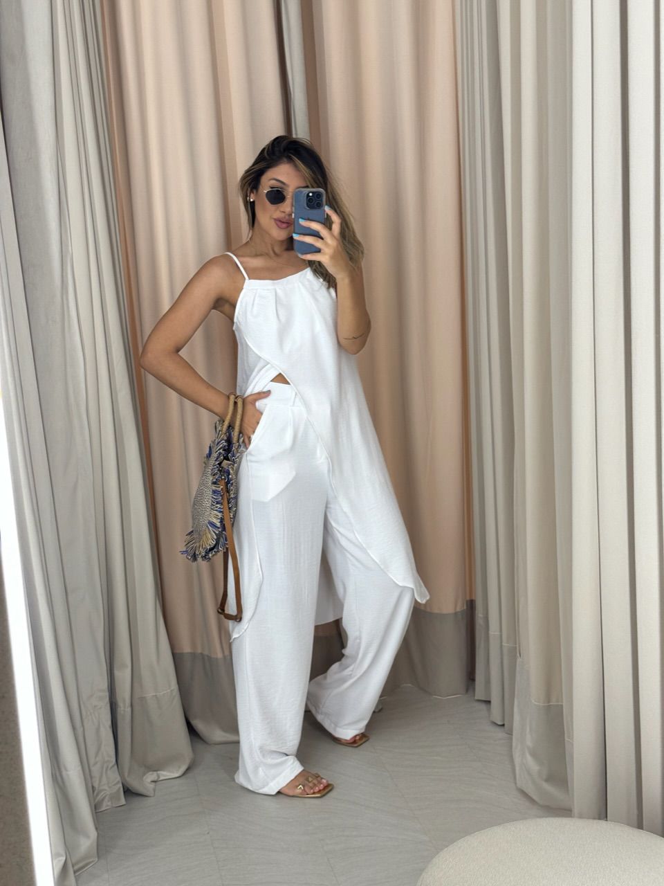 CONJUNTO TÚNICA COM CALÇA BRANCO