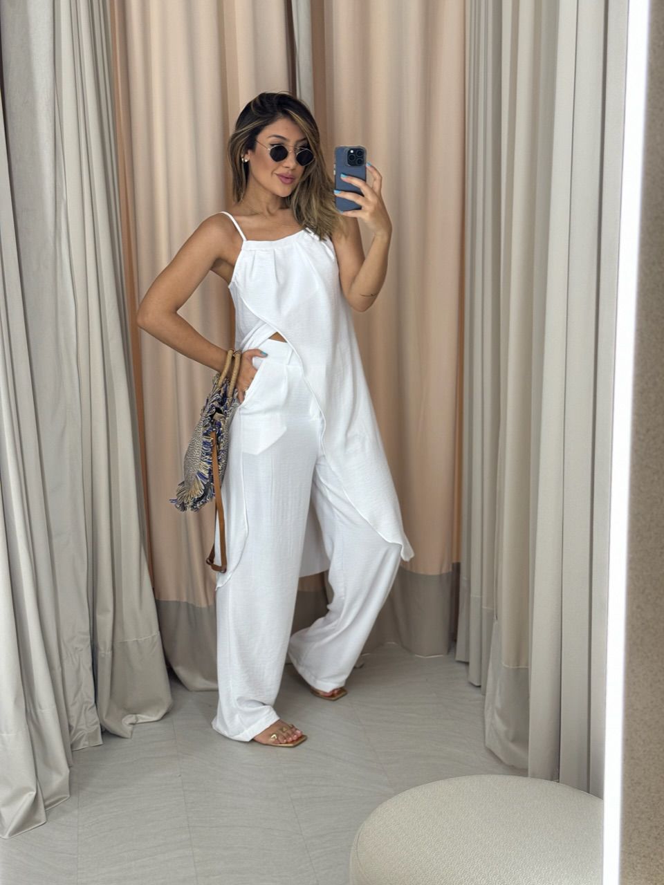 CONJUNTO TÚNICA COM CALÇA BRANCO