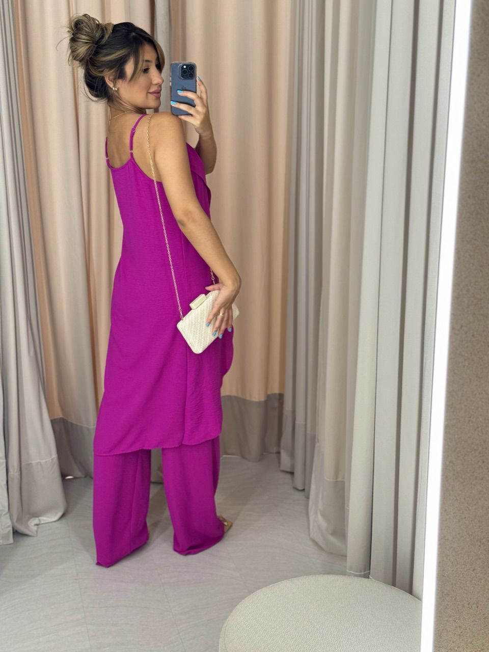 CONJUNTO TÚNICA COM CALÇA FUCSIA