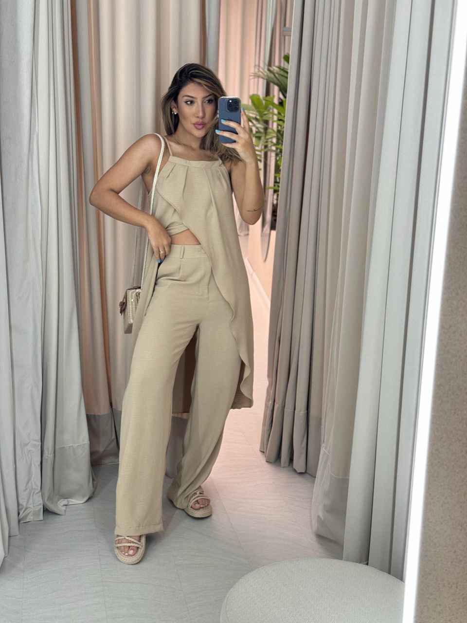 CONJUNTO TÚNICA COM CALÇA NUDE