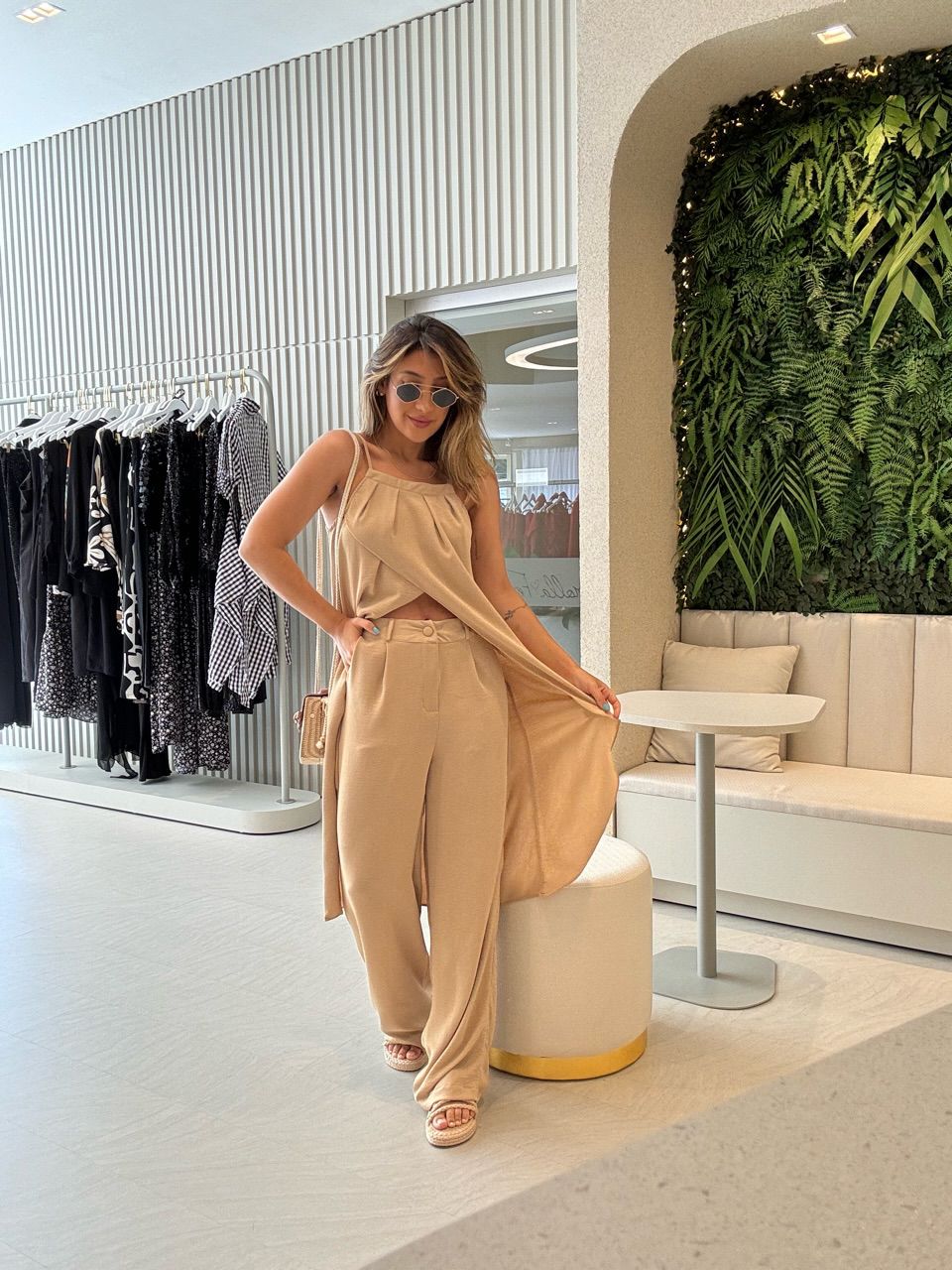 CONJUNTO TÚNICA COM CALÇA NUDE - 0047940049 - CAROLLA FERRARO