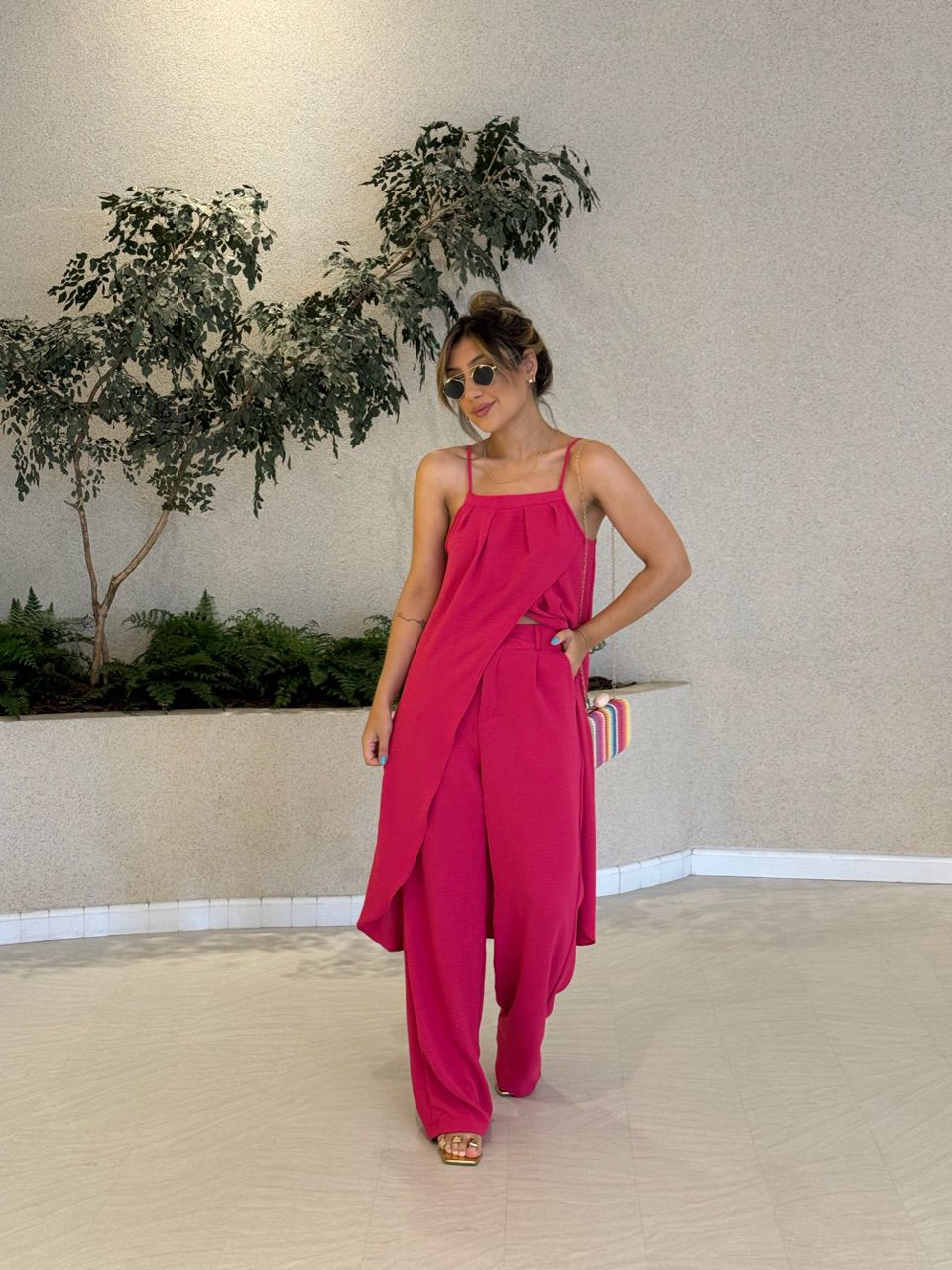 CONJUNTO TÚNICA COM CALÇA PINK