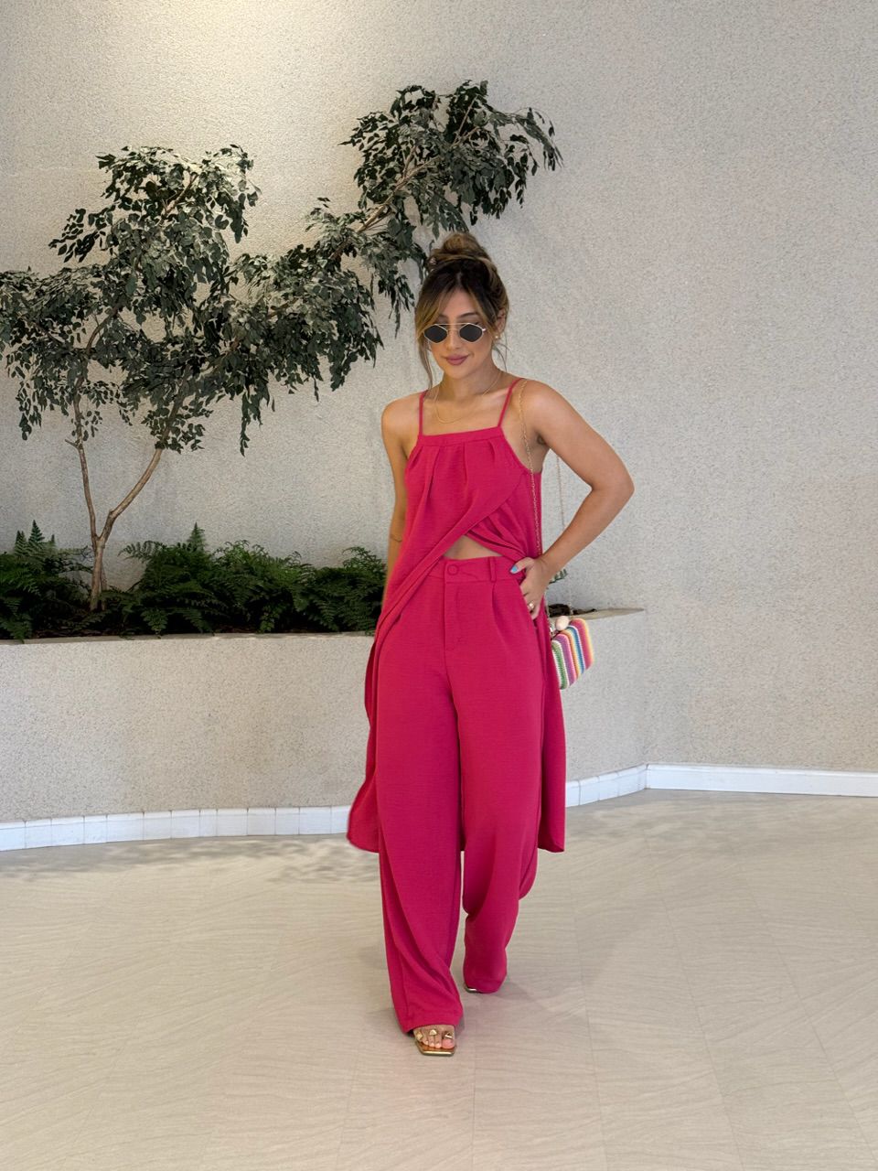 CONJUNTO TÚNICA COM CALÇA PINK
