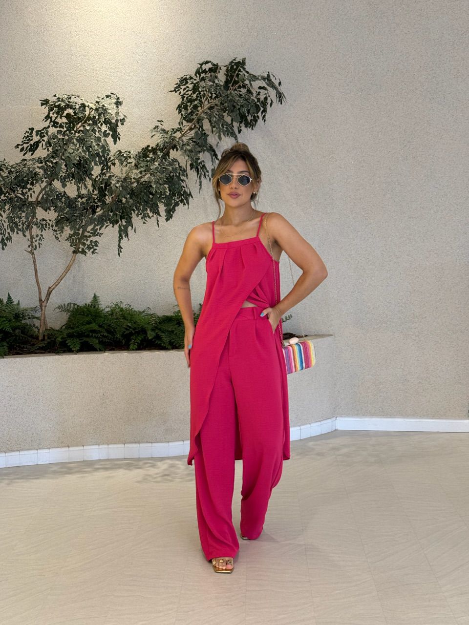 CONJUNTO TÚNICA COM CALÇA PINK