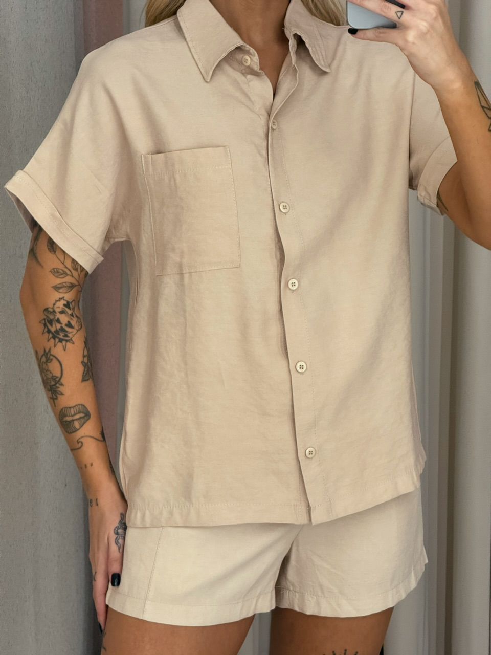 CONJUNTO AMÁLIA SHORT AREIA