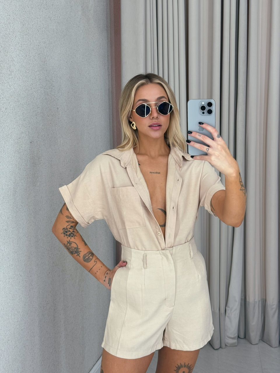 CONJUNTO AMÁLIA SHORT AREIA