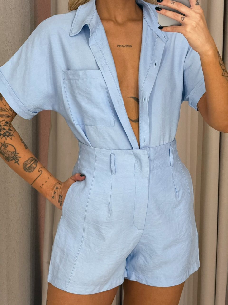 CONJUNTO AMÁLIA SHORT AZUL