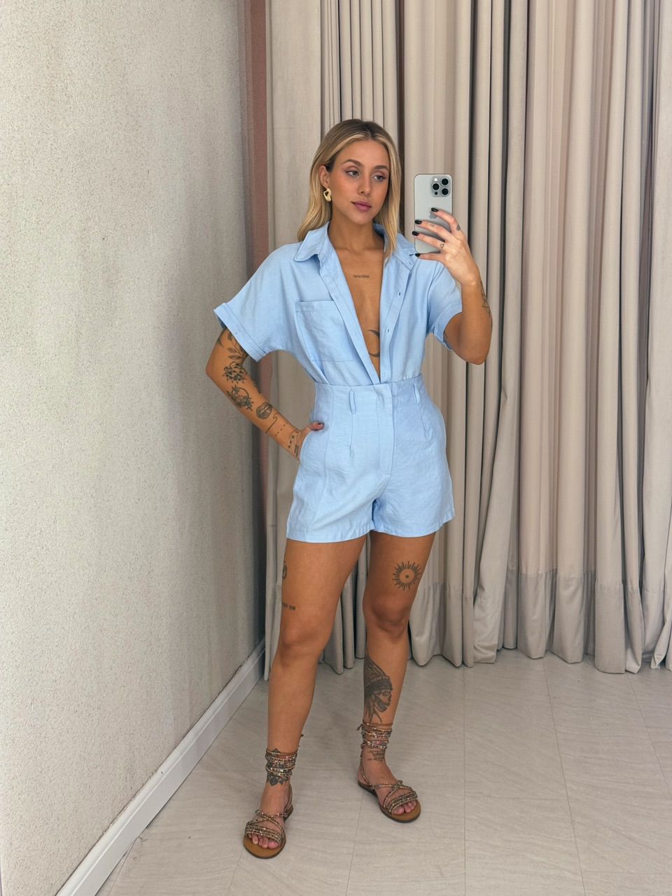 CONJUNTO AMÁLIA SHORT AZUL - 0061560109 - CAROLLA FERRARO