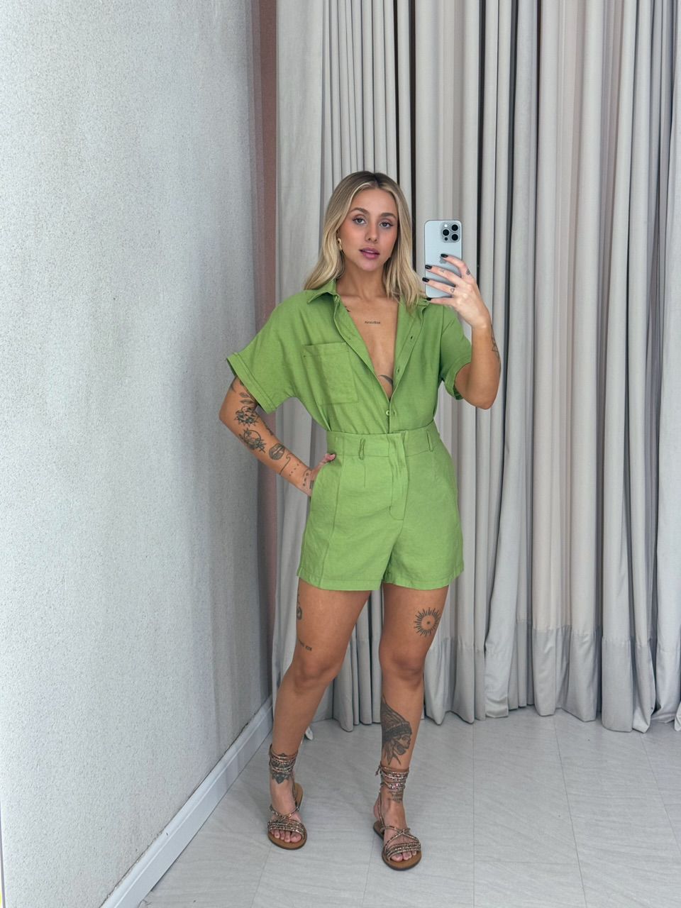 CONJUNTO AMÁLIA SHORT VERDE - 0061560014 - CAROLLA FERRARO