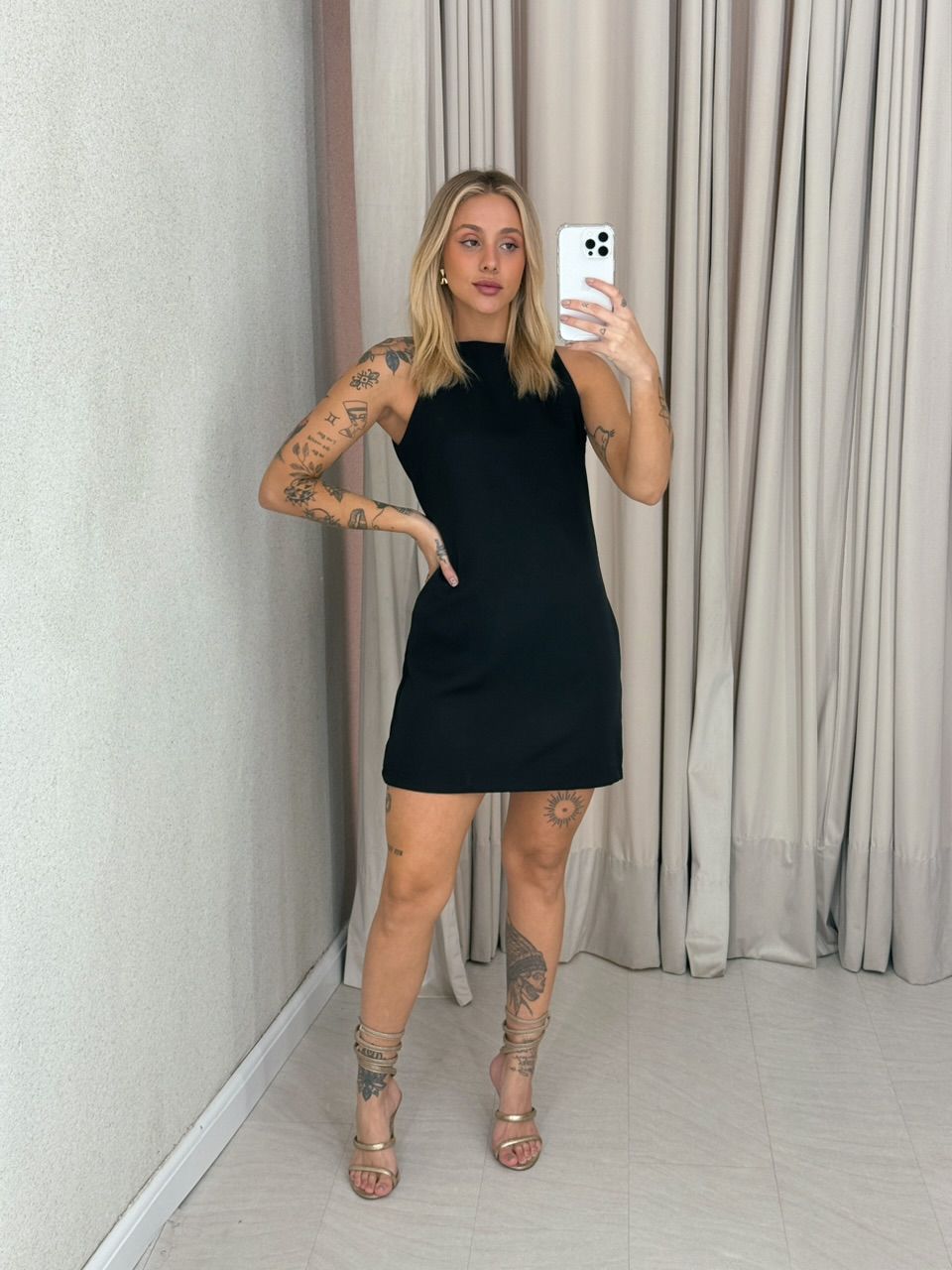 VESTIDO LILIANA CURTO preto - 0061660032 - CAROLLA FERRARO