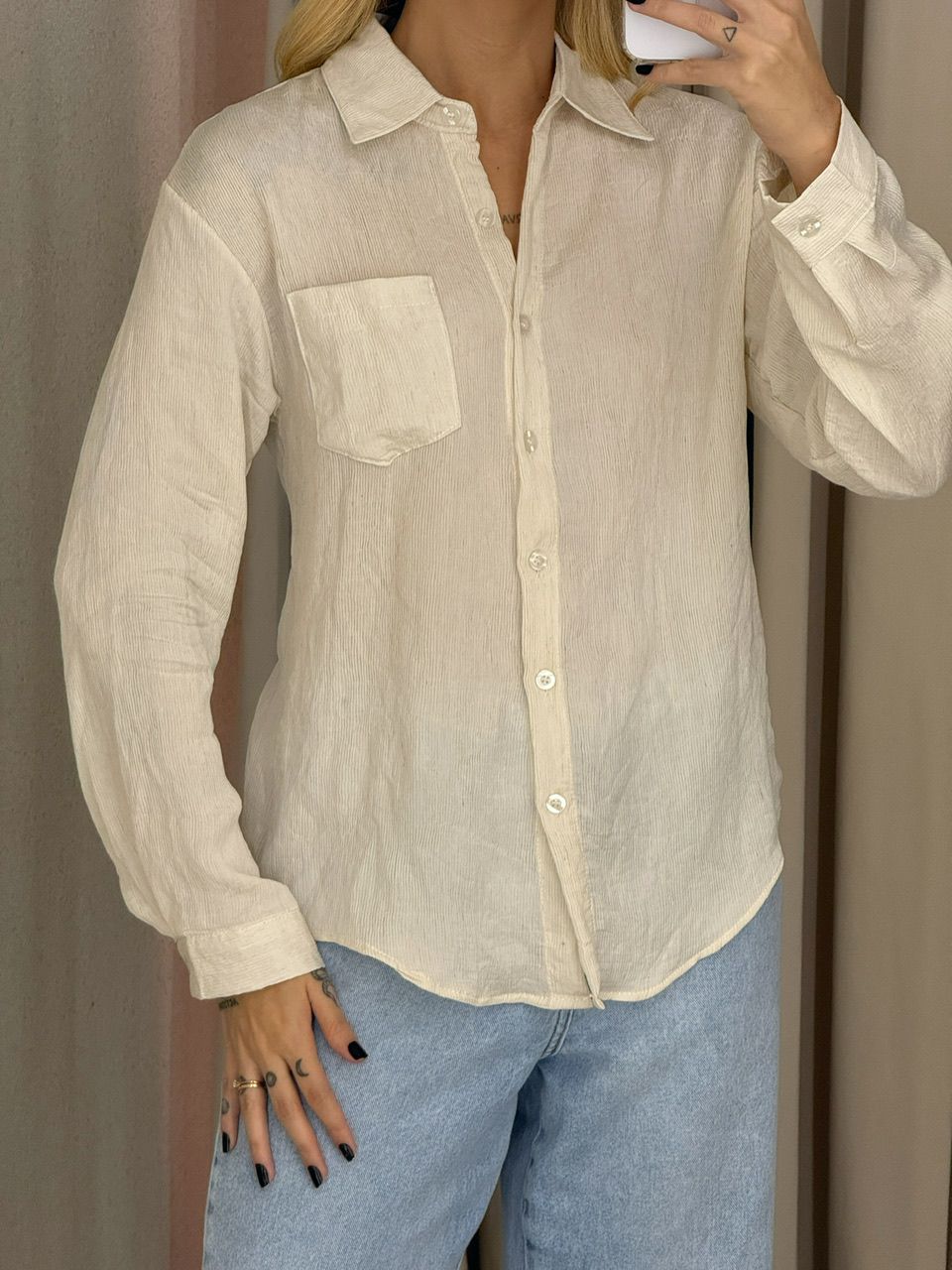 CAMISA ANA CLÁUDIA CANELADA Marfim