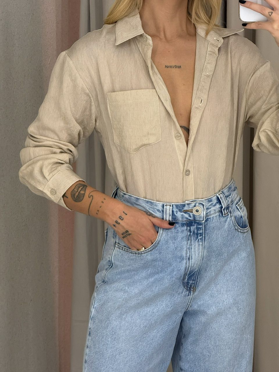 CAMISA ANA CLÁUDIA CANELADA AREIA