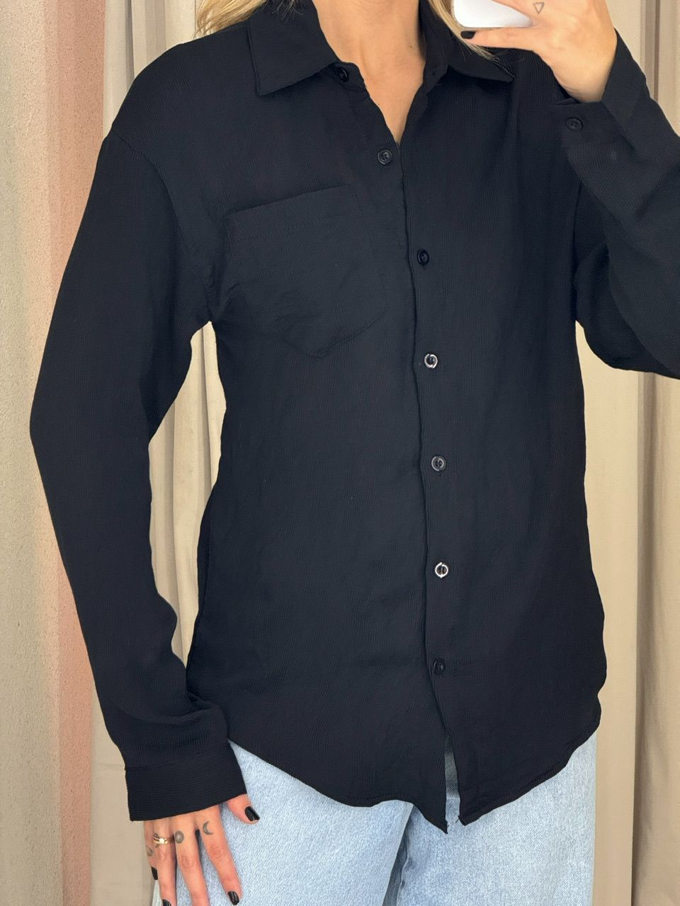 CAMISA ANA CLÁUDIA CANELADA Preta