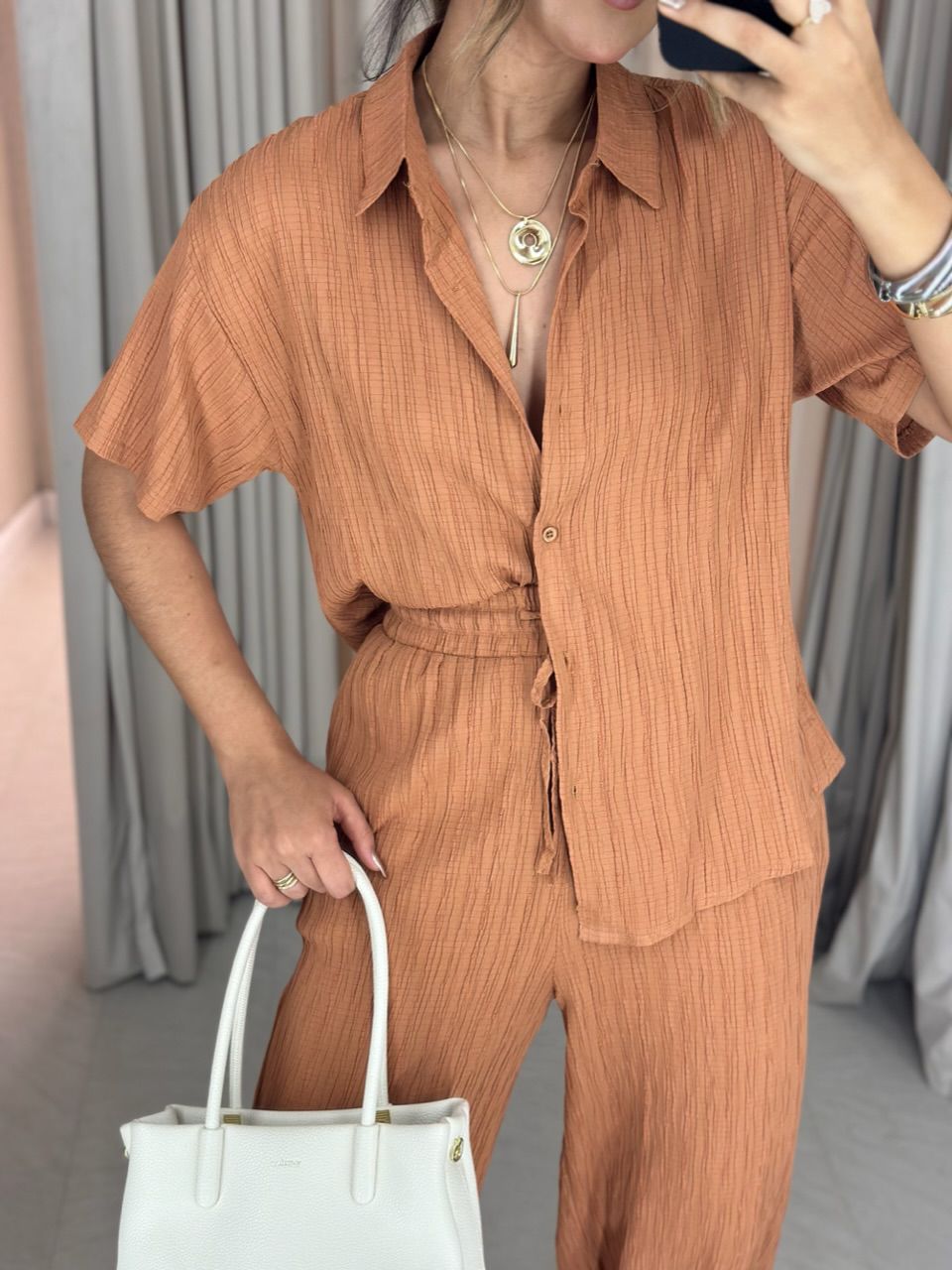 CONJUNTO VIVIANE CALÇA Caramelo