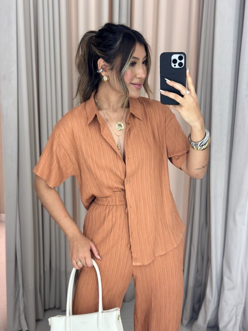 CONJUNTO VIVIANE CALÇA Caramelo