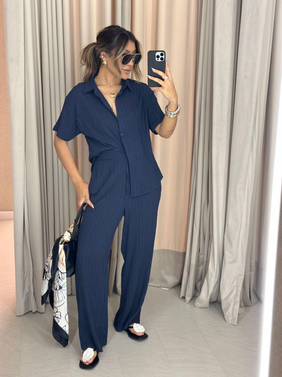 CONJUNTO VIVIANE CALÇA marinho - 0062630055 - CAROLLA FERRARO