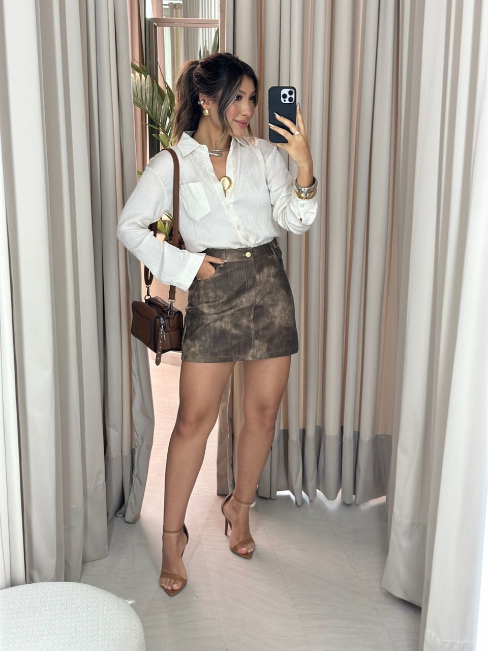 SAIA ROBERTA COURO FAKE MARROM