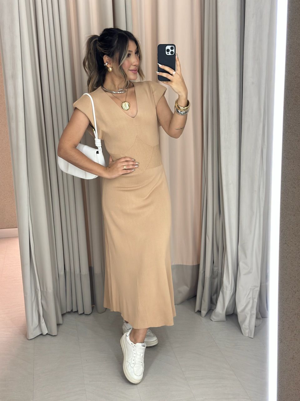 VESTIDO BERNADETI MUSCLE CARAMELO - 0062570095 - CAROLLA FERRARO