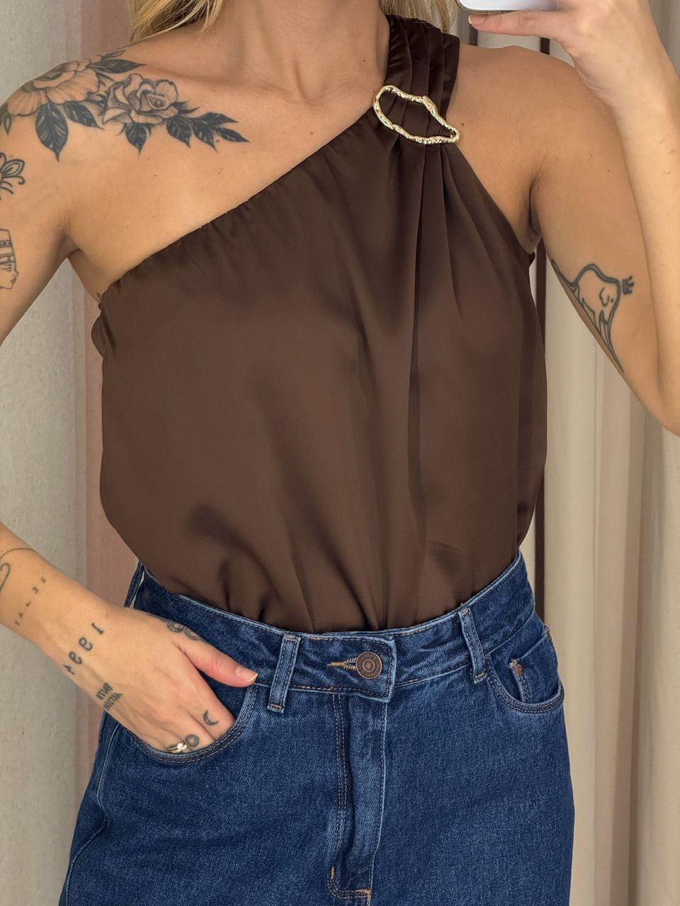 BLUSA HELEN NULA MANGA CAPUCCINO 