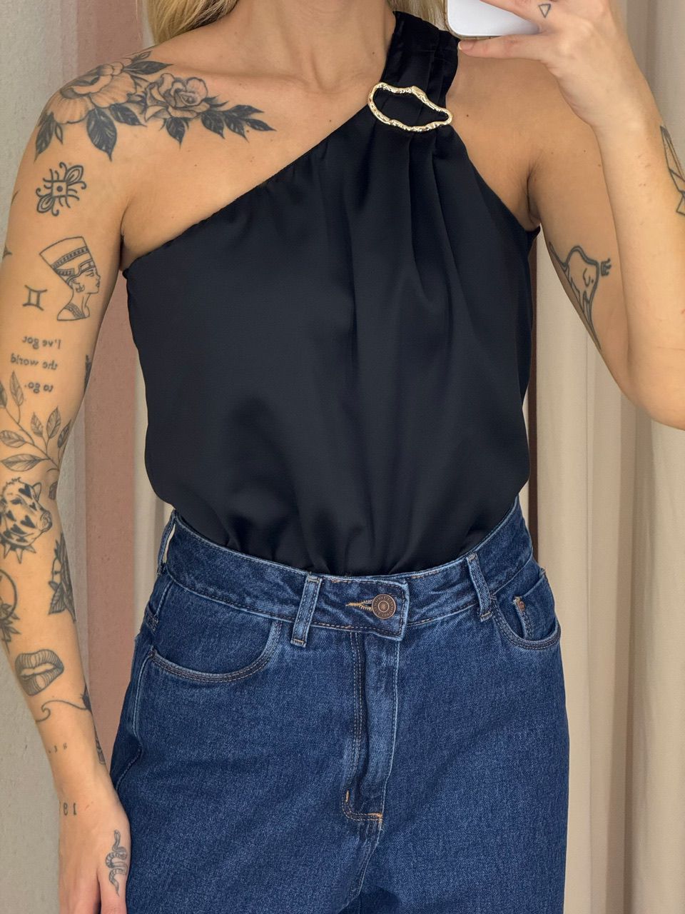 BLUSA HELEN NULA MANGA PRETA